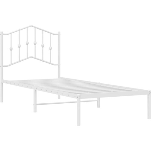  Metalni okvir za krevet s uzglavljem bijeli 80x200 cm Slike