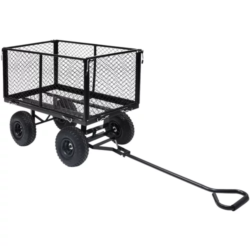 vidaXL Vrtni ročni voziček črn 350 kg