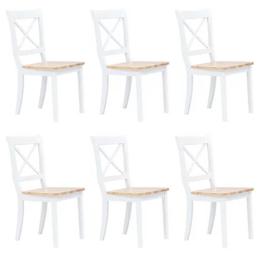 Jedilni stoli 6 kosov bel in svetel les trdni kavčukovec