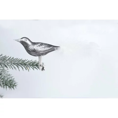 Ego Dekor set od 3 staklena božićna ukrasa u obliku ptice srebrne boje