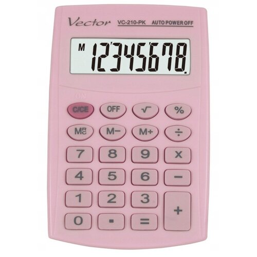 VECTOR KAV VC-210 PK pocket calculator, 8 digits, 64x98.5 mm, light pink Slike