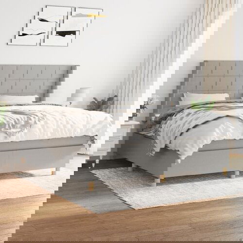 The Living Store Box spring postelja z vzmetnico svetlo siva 160x200 cm žamet - Box Spring Postelja, (21490588) Slike