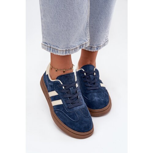 EVENTO Women&amp;#039;s Suede Sneakers on Platform Dark Blue Sylviona Slike