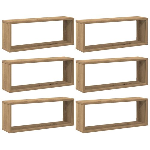  Zidne kockaste police 6 kom Artisan hrast 60x15x23 cm Slike