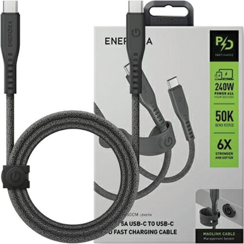 Energea PRETOČNI KABEL USB-C - USB-C 1.5M 240W 5A PD FAST CHARGE ČRN, (21980599) Cene