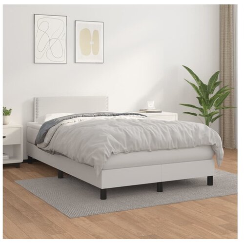  Box spring postelja z vzmetnico bel 120x200 cm umetno usnje Cene