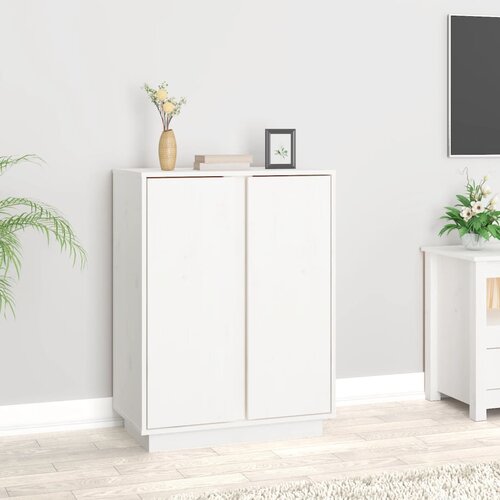 vidaXL Komoda bela 60x35x80 cm trdna borovina Cene