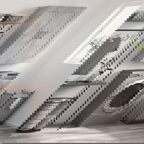 VidaXL Stenska omarica betonsko siva 69,5x34x90 cm inženirski les Slike