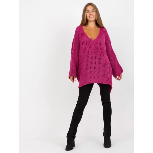 Fashion Hunters Oversized fuchsia sweater with the addition of OH BELLA wool