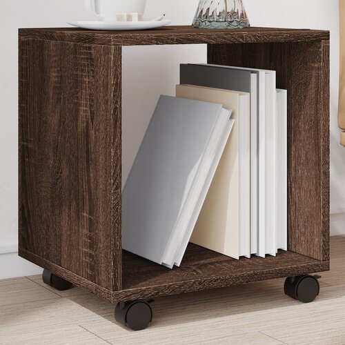 VidaXL Omarica na kolesih rjav hrast 37x33x42,5 cm inženirski les Slike