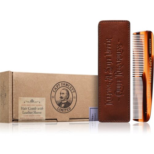 Captain Fawcett Accessories Hair Comb with Leather Case glavnik za brado z etuijem 1 kos Slike