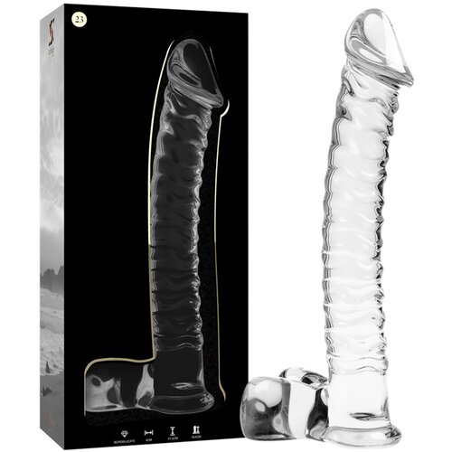 Ibiza Nebula Model 23 Dildo Borosilicate Glass 21.5x4cm Clear Slike
