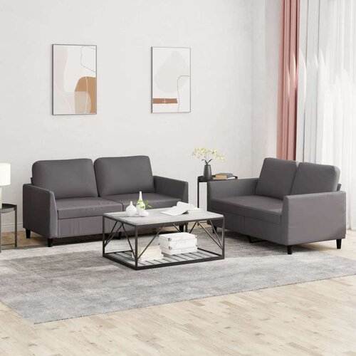  2-dijelni set sofa s jastucima sivi od umjetne kože Cijene