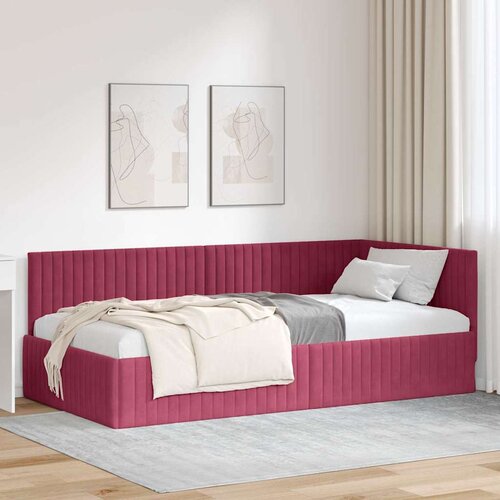  Kutni okvir kreveta Vinska crvena 100 cm x 200 cm Baršun Cene