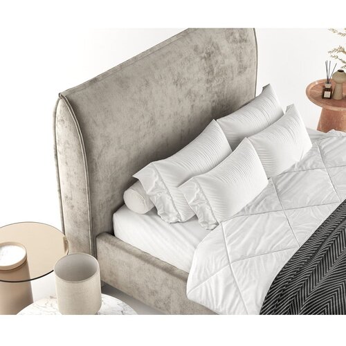 Maison de R&amp;ecirc;ve Bež tapecirani bračni krevet s prostorom za odlaganje s podnicom 180x200 cm Shell &amp;ndash; Slike