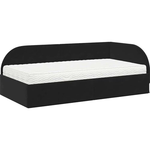 VidaXL Kutni krevetni okvir s madracem s uzglavljem 2 pcs Crna Bar&amp;scaron;un - Crna 90 x 200 cm Slike