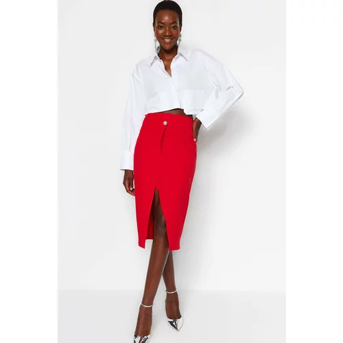 Trendyol Red Woven Skirt with a Slit