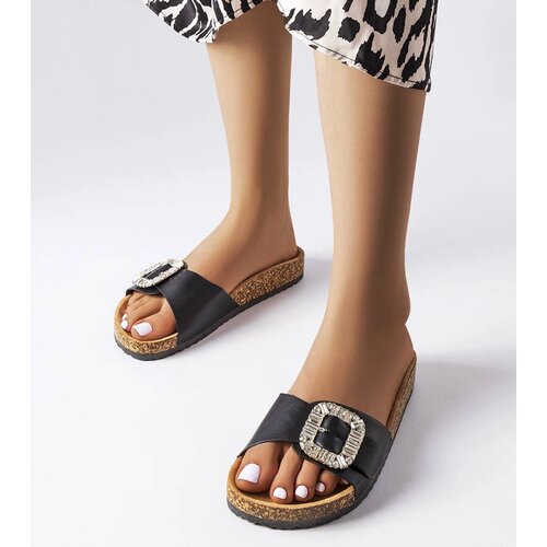 Gemre Black flip-flops adorned with rhinestones Millicent Cijene