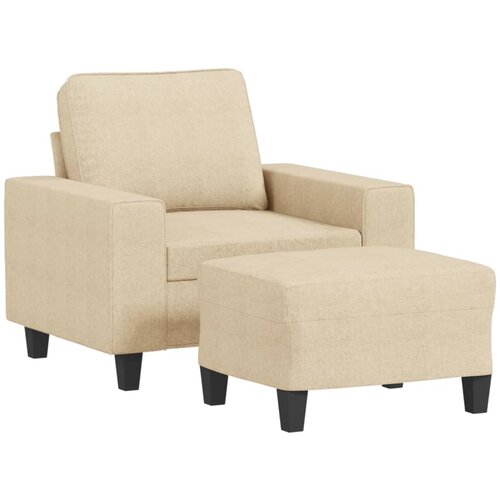  Fotelja s tabureom krem 60 cm od tkanine Slike