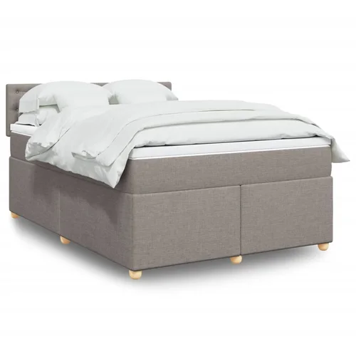 vidaXL Box spring postelja z vzmetnico taupe 160x200 cm blago