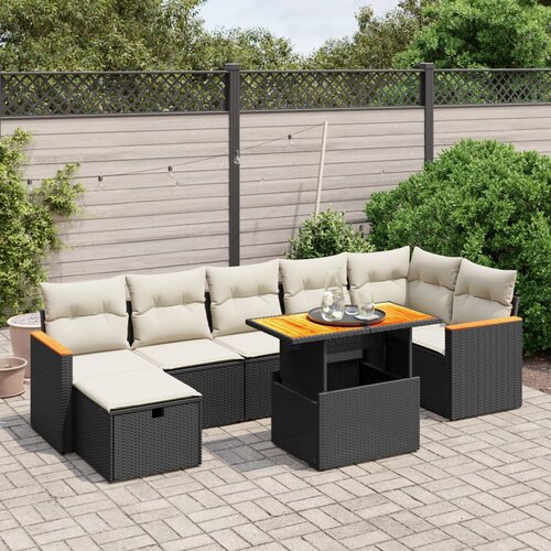 vidaXL 8-dijelni set vrtnih sofa od poliratana s jastucima crni Cijene