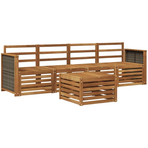  Set vanjskih sofa 5 kom. Prirodna Čvrsto drvo akacije Smeđa Slike
