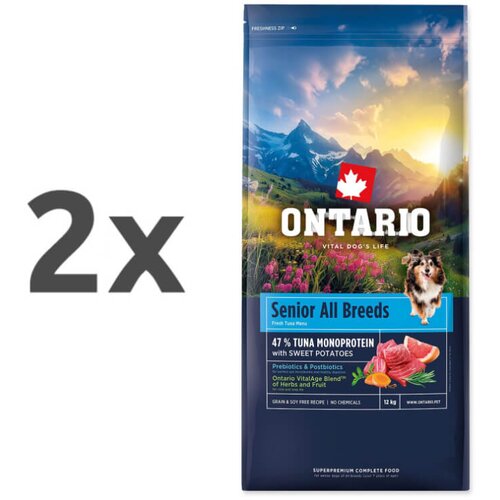 Ontario Senior All Breeds Monoprotein - tuna in sladki krompir 2 x 12 kg Cene