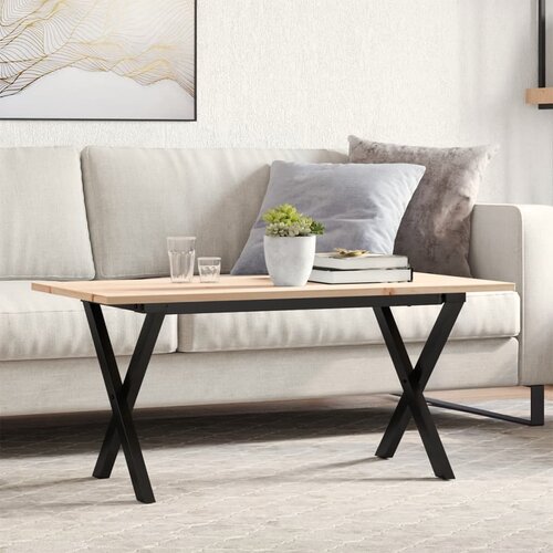 vidaXL Klubska mizica X okvir 90x40x45 cm trdna borovina lito železo Cene