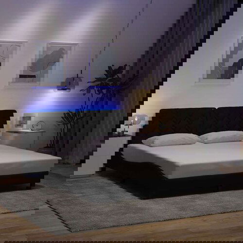 vidaXL Posteljni okvir z LED brez vzmetnice črn 160x200 cm blago Cene