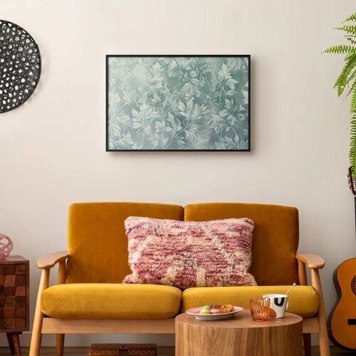  Plakat - Worn Floral Patterns in Muted Turquoises 42x29.7 Crni okvir Slike