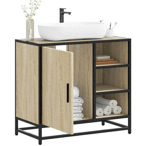 VidaXL kopalni&amp;scaron;ka omarica za umivalnik sonoma 65x33x60 cm inž. les Slike