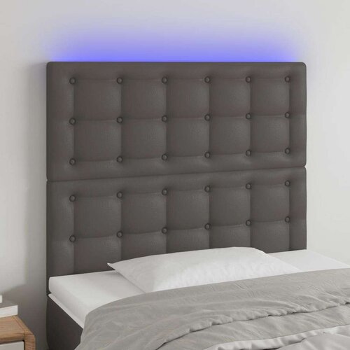  Posteljno vzglavje sivo 90x5x118/128 cm umetno usnje, (20793830) Slike