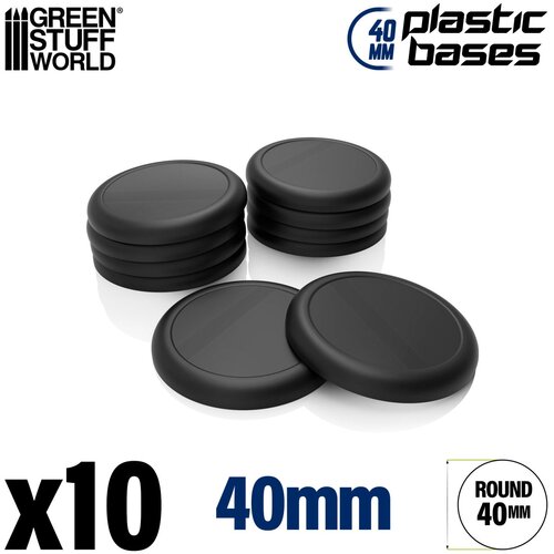 Green Stuff World Plastic Round Base with Lips 40mm (Pack x10) | Plastična Postolja 40mm Slike