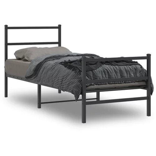 Metalni okvir kreveta s uzglavljem i podnožjem crni 80 x 200 cm