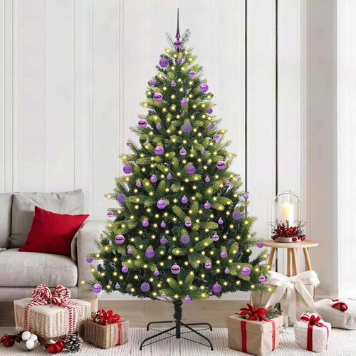 vidaXL Umjetno obješeno božićno drvce s 300 LED lampica Zelena 210 cm Cijene