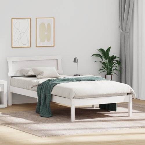 VidaXL okvir kreveta s LED uzglavljem u bijeloj boji, 90 x 200 cm, čvrsti bor Slike
