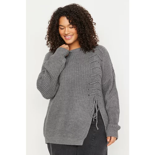 Trendyol Curve Plus Size Sweater - Gray - Regular fit