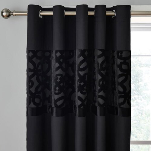 Catherine Lansfield Crne zavjese u setu 2 kom 168x183 cm Lattice Cut – Cijene