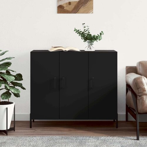 Komoda crna 90x34x80 cm od konstruiranog drva Slike