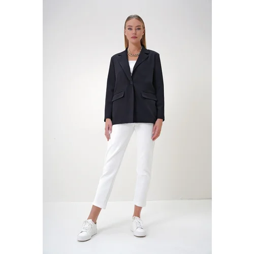 Trend Alaçatı Stili Women's Black Lined Blazer Jacket