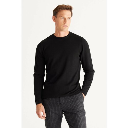 AC&Co / Altınyıldız Classics Men's Black Standard Fit Normal Cut, Crew Neck Knitwear Sweater. Cene