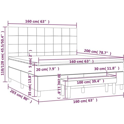  Kreveta s oprugama i madrac svjetlosivi 160x200cm tkanina Slike