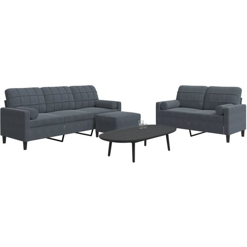 VidaXL 3-dijelni set sofa s jastucima tamnosivi bar&amp;scaron;unasti Slike