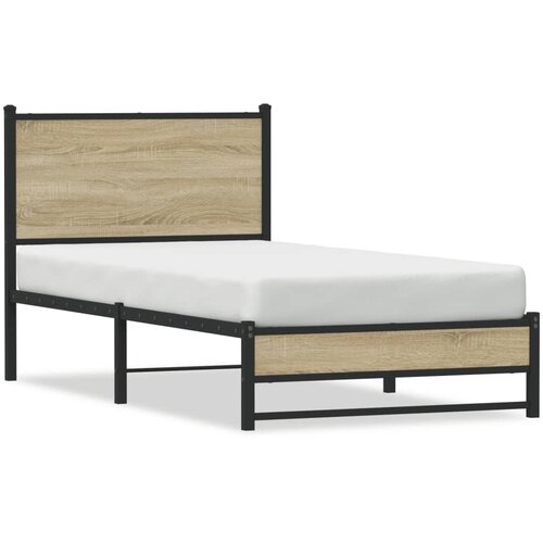 vidaXL Metalni okvir kreveta s uzglavljem boja hrasta sonome 90x190 cm Cene