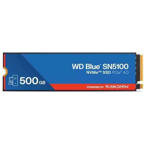 Western Digital SSD WD Blue SN5100 500GB M.2 2280 PCIe Gen4 x4 NVMe QLC 3D, Read/Write: 6600/5600 MBps, IOPS 660K/1100K, TBW: 300 Cene