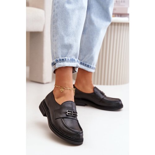 Zazoo 20102 Stylish Patent Leather Loafers on Chunky Platform Black Cene