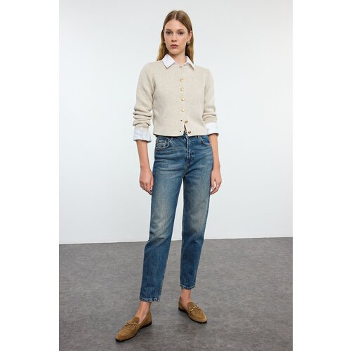 Trendyol dark Blue High Waist Slim Mom Jeans Slike