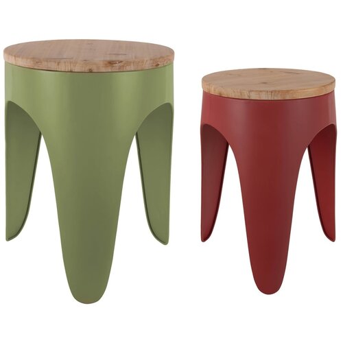 Leitmotiv Rdeči/zeleni kovinski stolčki v kompletu 2 ks Double Funky &amp;ndash; Slike