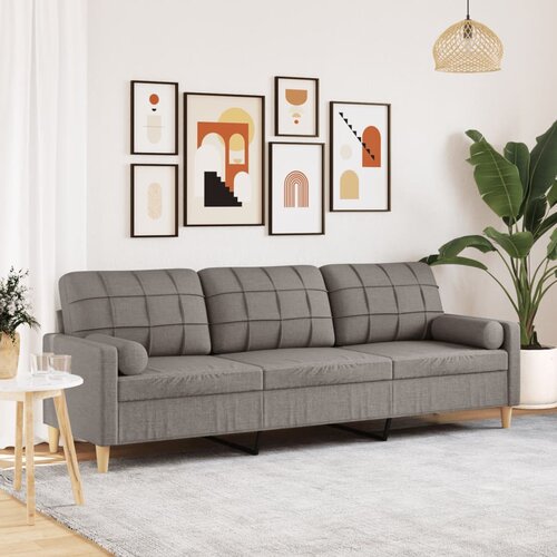vidaXL Trosjed s ukrasnim jastucima smeđesivi 210 cm od tkanine Cijene