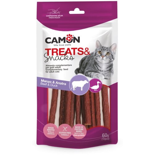 Camon Treats&Snacks pribolj&scaron;ki v obliki palčk za mačke, govedina in raca - 60 g Cene